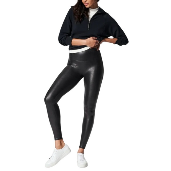 SPANX Faux Leather Skinny Leggings Size M - Picture 2 of 11